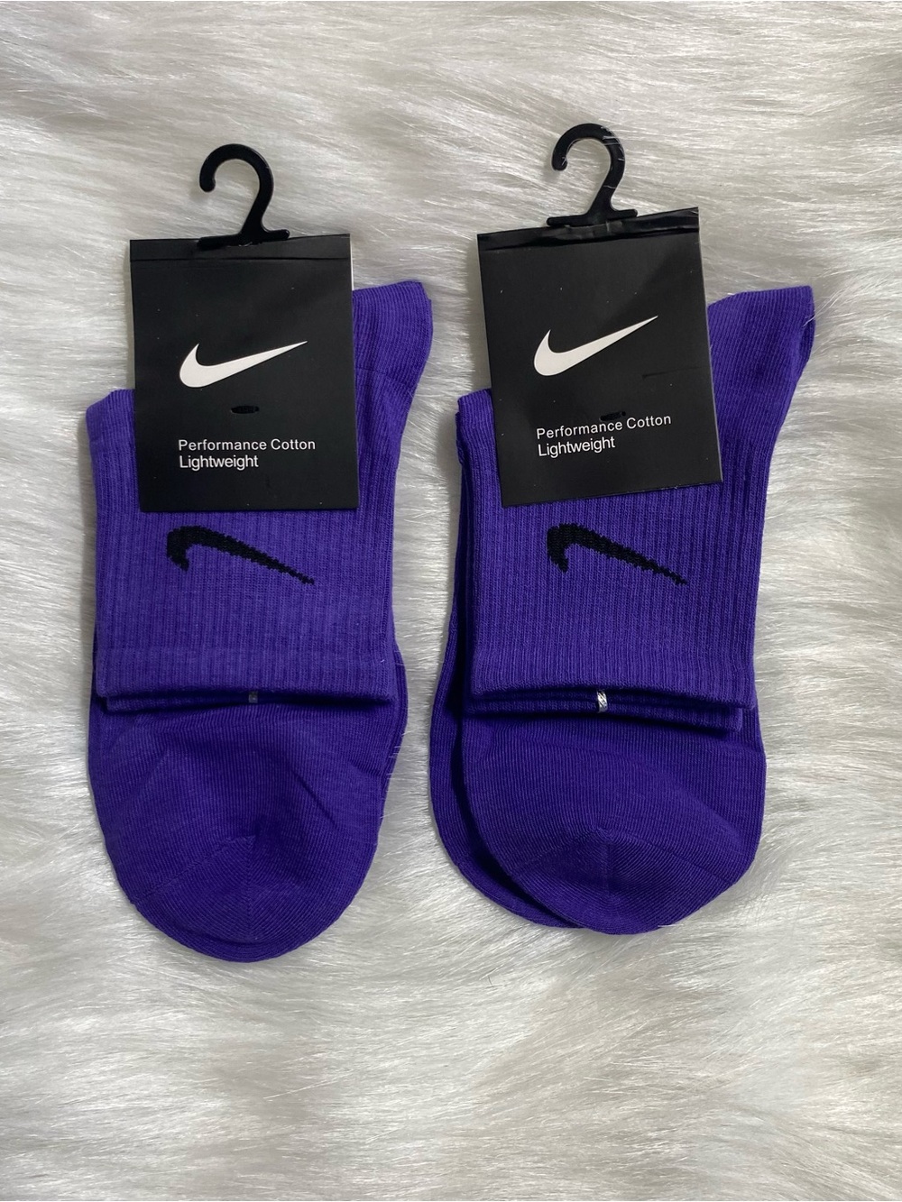Nike Purple Athletic Performance Cotton Socks with Black Swoosh